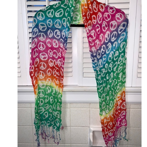 Justice just for girls Rainbow Multicolor Peace Scarf - Picture 1 of 3